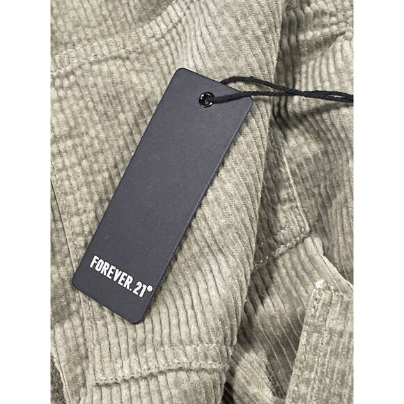 New-Forever 21 Corduroy Green Jacket Shirt Women’s Size Small Snap Button Casual - Picture 10 of 11